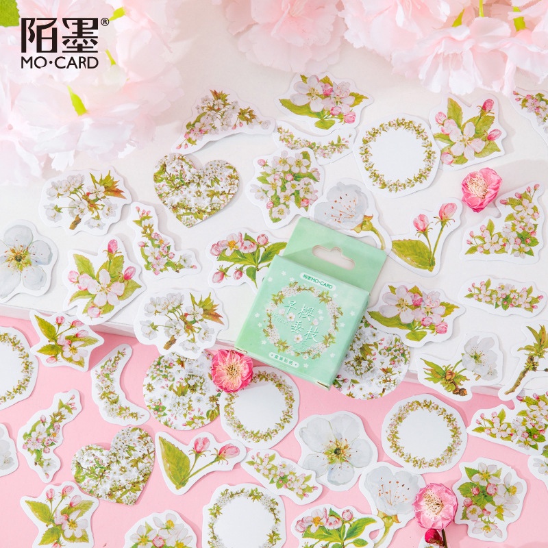 

White Flower Petals Flake Stickers Set