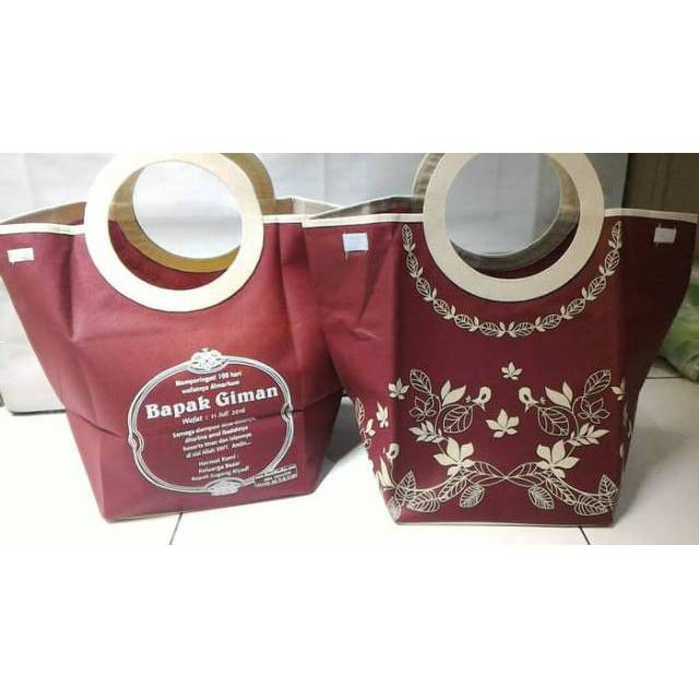 

Tas berkat pegangan bulat uk dus 20x20 cm+sablon nama