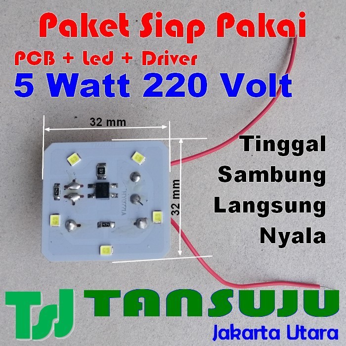 Modul Lampu SMD Led Siap Pakai PCB + Led + Driver 5 Watt 220 Volt AC