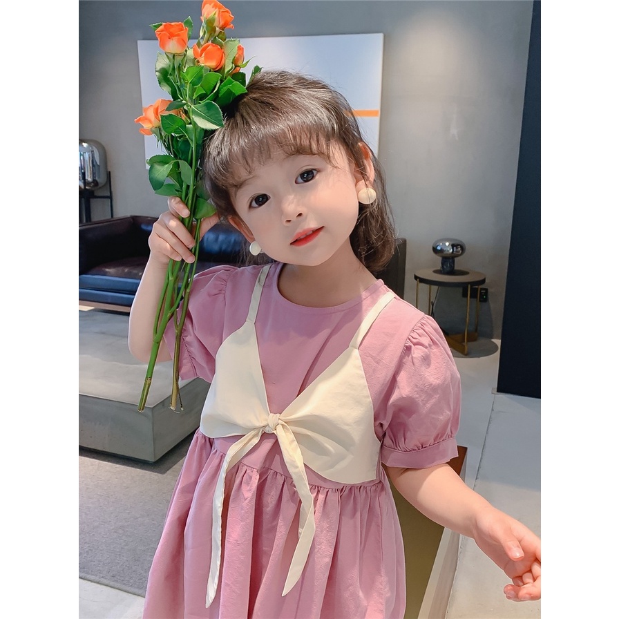 babyfit baju dress cantik dengan vest tali pita cantik import sc-822