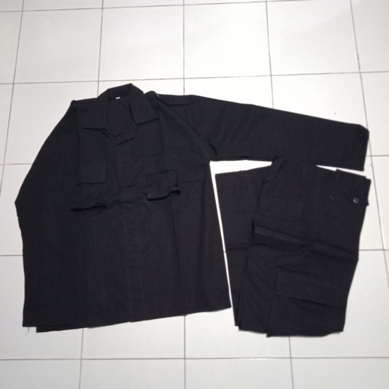 COD !! SETELAN SERAGAM SATPAM SECURITY HITAM PDL HITAM MURAH BANDUNG