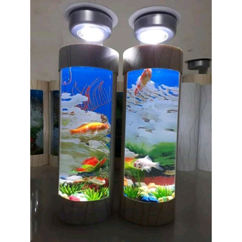 AQUARIUM MINI TABUNG JUMBO LAMPU LED IKAN CUPANG IKAN HIAS