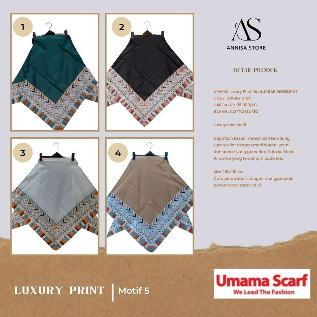 HIJAB SEGI EMPAT UMAMA LUXURY PRINT MOTIF 5 / UMAMA SCRAF JILBAB SEGIEMPAT MODEL LUXURY PRINT ABSTRA