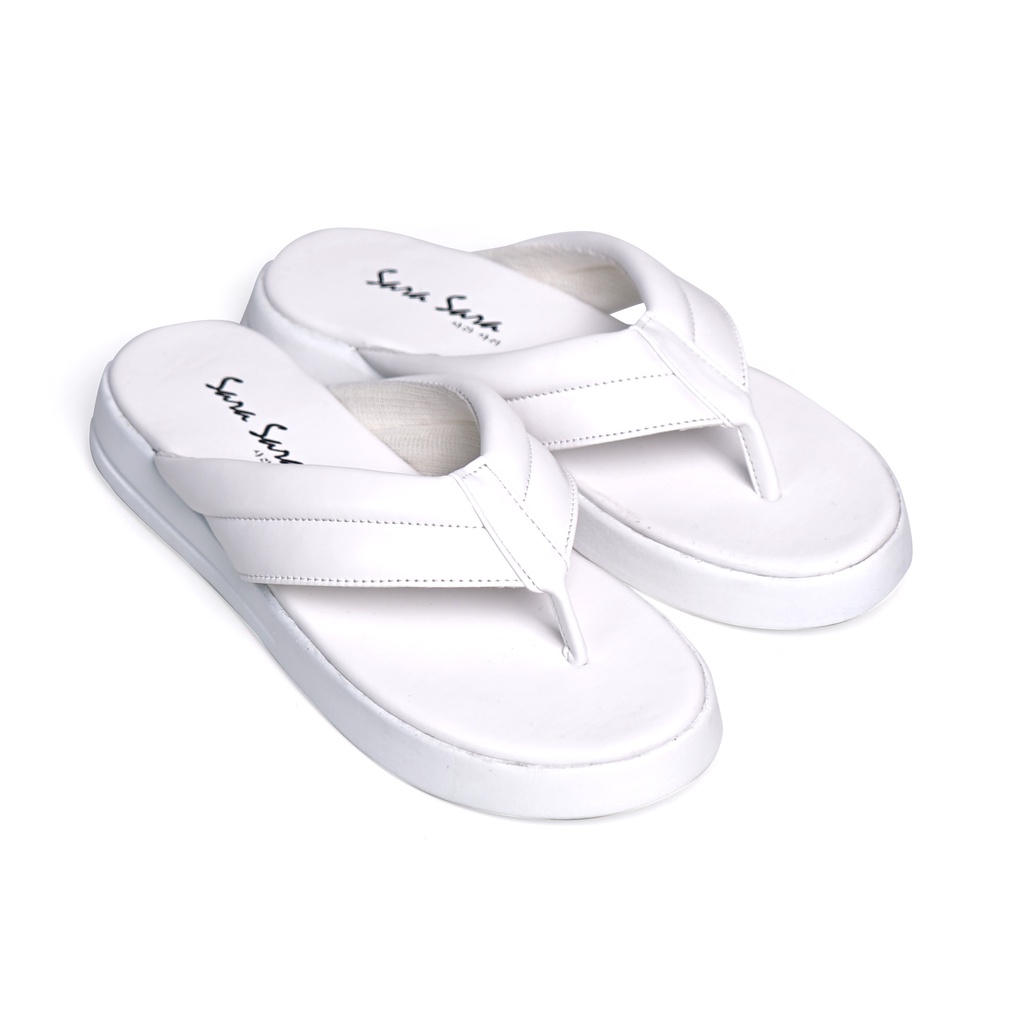 SARASARA YUK - Sandal Wanita Jepit Wedges Casual SARA SARA NORA Sendal Japit Cewek Platform Empuk Ringan Capit Tinggi 3cm  Size 36 37 38 39 40 Untuk Rumahan Warna White Putih Santai Premium Kekinian Terbaru Shoes Ori Original Mall Official Store