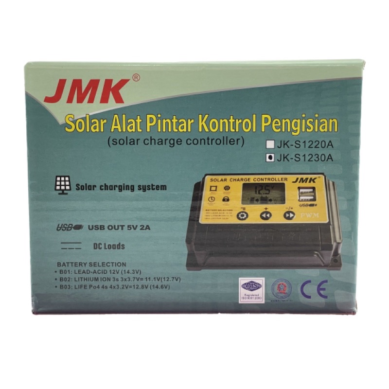 SOLAR CHARGE CONTROLLER LED LCD DISPLAY  SOLAR PWM 20A 30A USB PANEL SURYA CHARGER JMK JK-1220A JK-1230A PENGISI DAYA SURYA 12V 24V