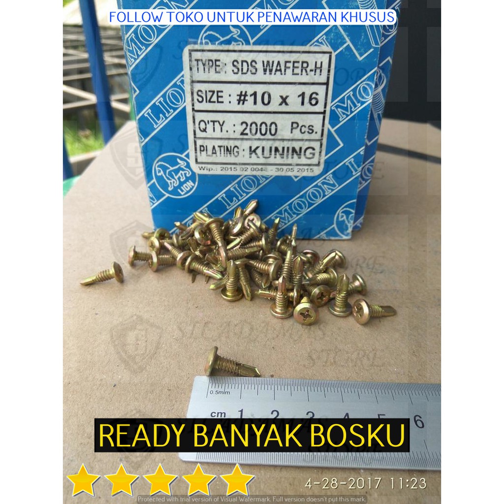 10 pcs #10x16 Sekrup Wafer head SDS