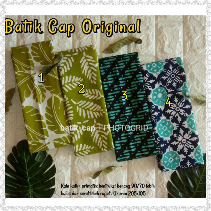 Kain Batik Cap Katun Halus Seri warna hijau pupus dan tosca
