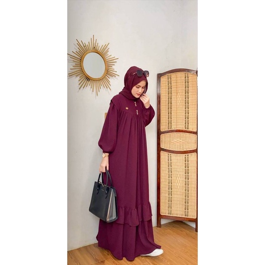 GAMIS JUMBO PREMIUM POLOS SUSUN REMPEL KEKINIAN KALLA DRESS MUSLIM REALPICT BEST SELLER