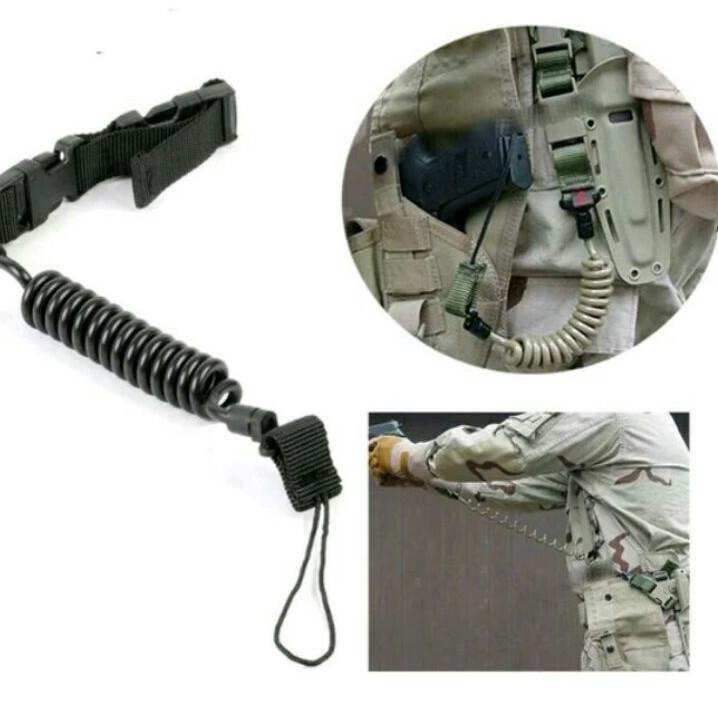 Telah Hadir.. Tali seling pistol tactical lanyard spring belt handgun airsoft safety
