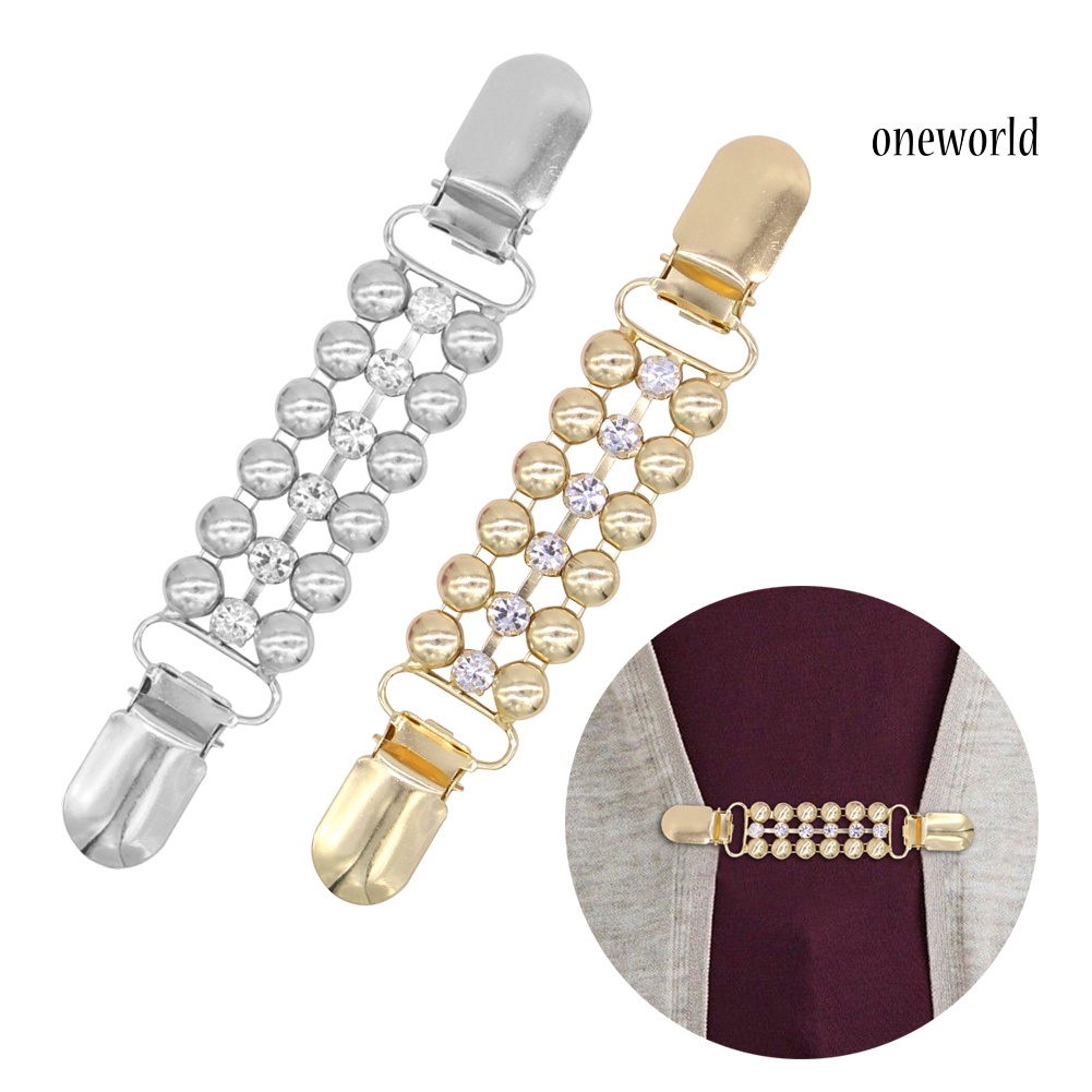 OW@ Rhinestone Chain Women's No Buttons Shirt Sweater Cardigan Clip Clamp Decor