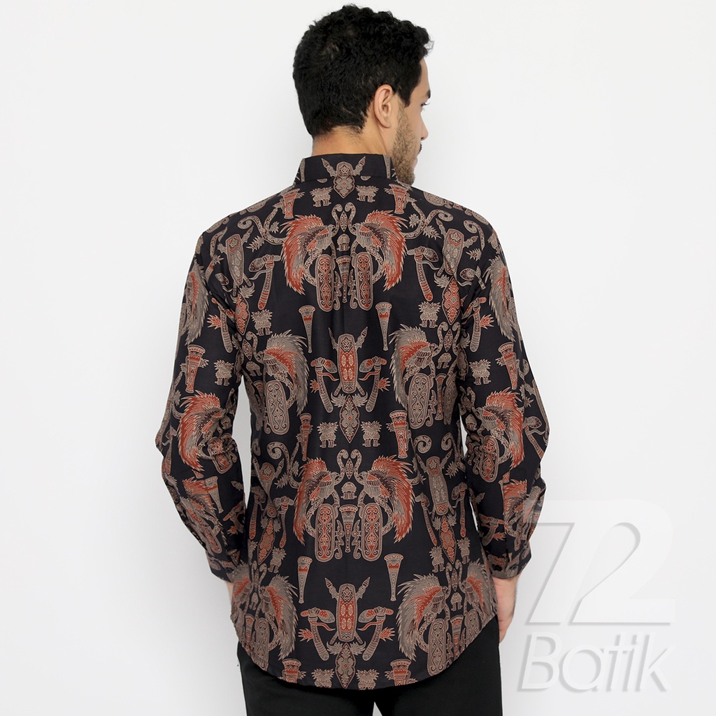 BATIK PRIA LENGAN PANJANG Kemeja Hem Slimfit Premium Warna Hitam 721016 CAP 72 - Baju Kemeja Atasan Pakaian Setelan Batik Pria Cowok Laki Laki Remaja Keluarga Kantor Lengan Panjang Modern Slimfit Slim Fit Premium Kekinian