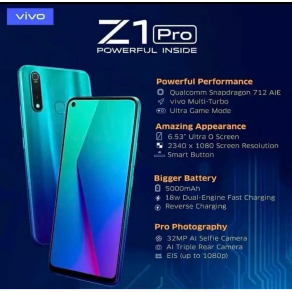 HP VIVO Z1 PRO RAM 6 GB ROM 128 GB GARANSI RESMI VIVO INDONESIA