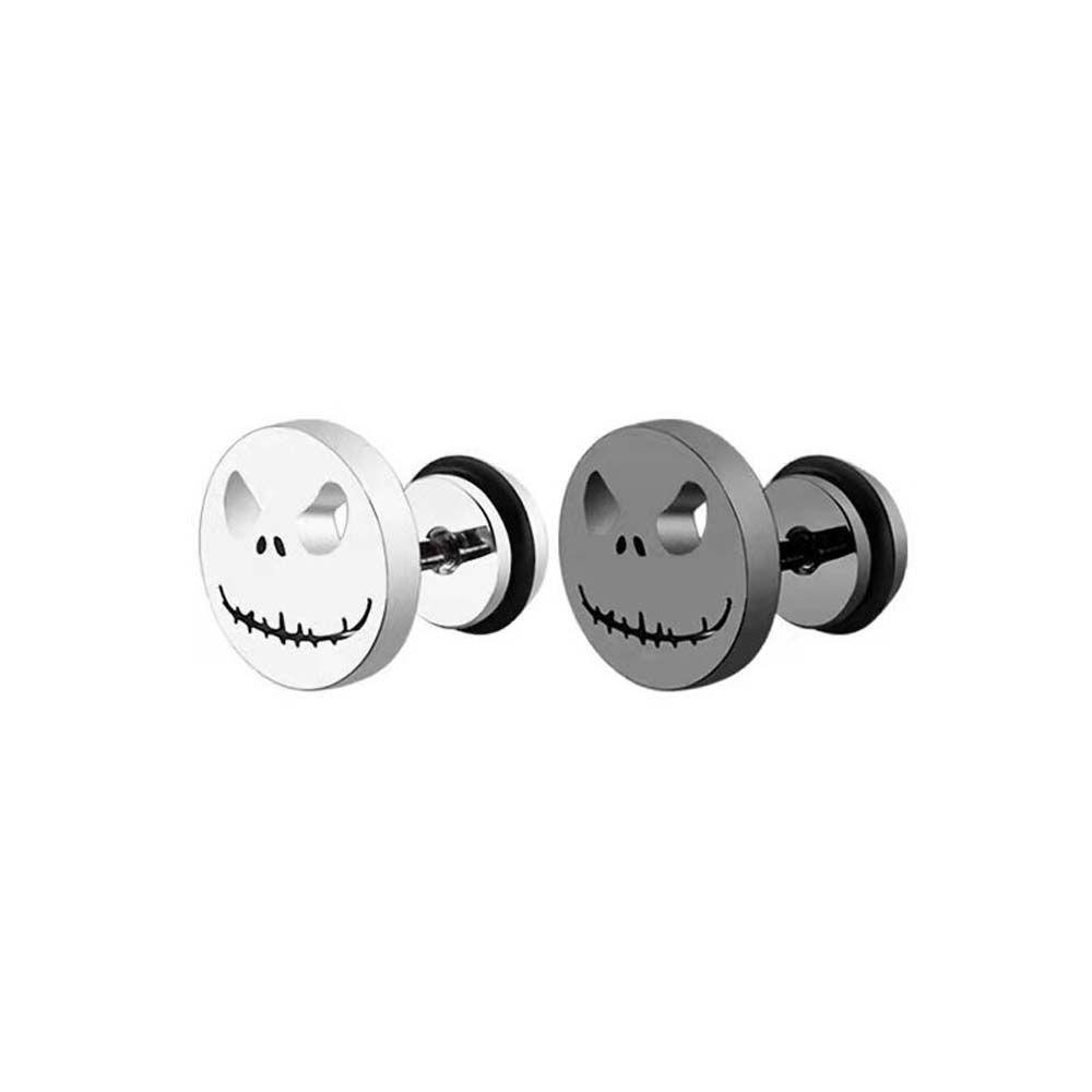 [Elegan] Pria Pejantan Anting Wanita Hip Pop Dumbbell Sekrup Kepribadian Geometris Kerangka Gaya Korea Earrings
