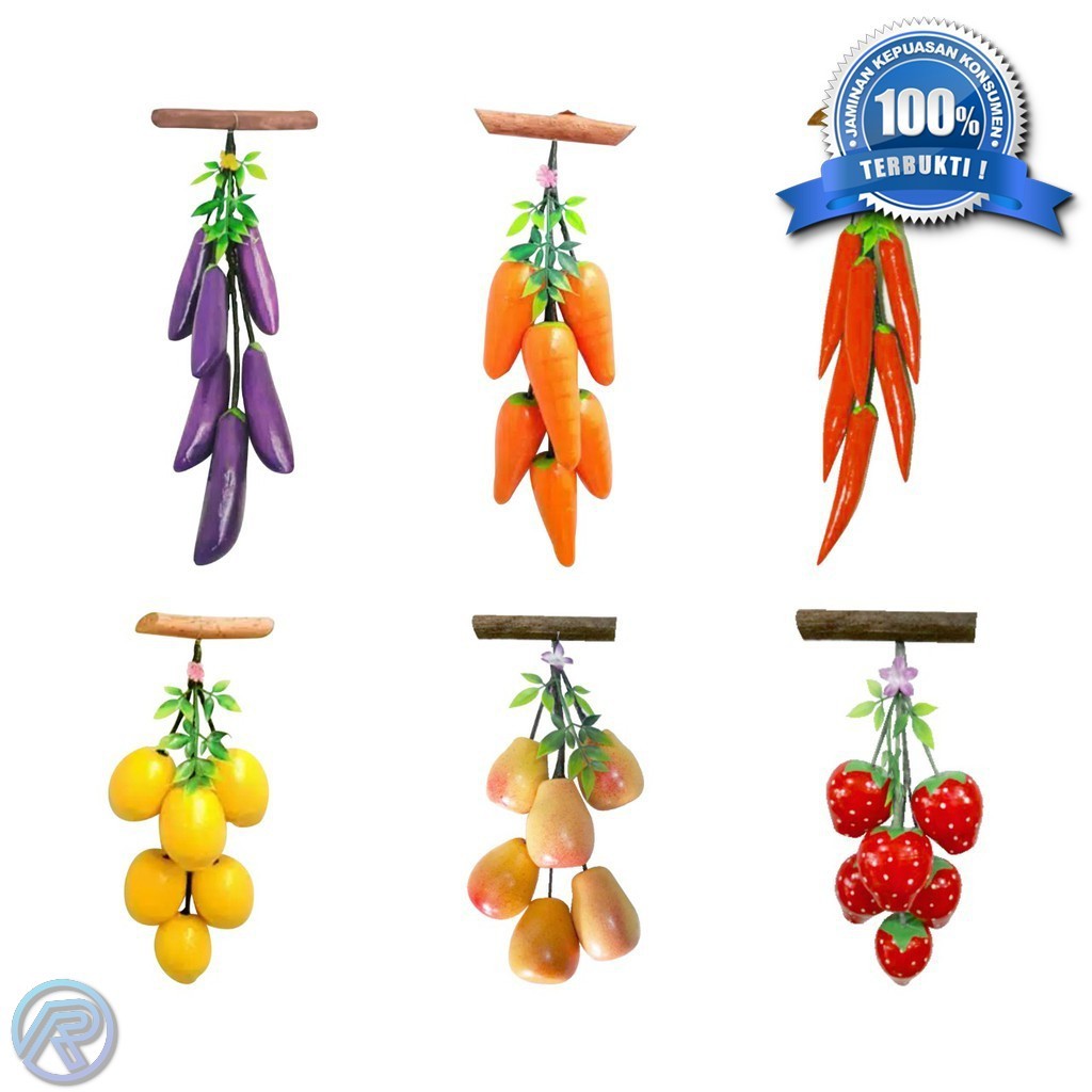 Rits Buah dan Sayur Palsu Imitasi Untuk Hiasan Dinding Kayu Gantung Tanaman Artifisial Pajangan Ruma