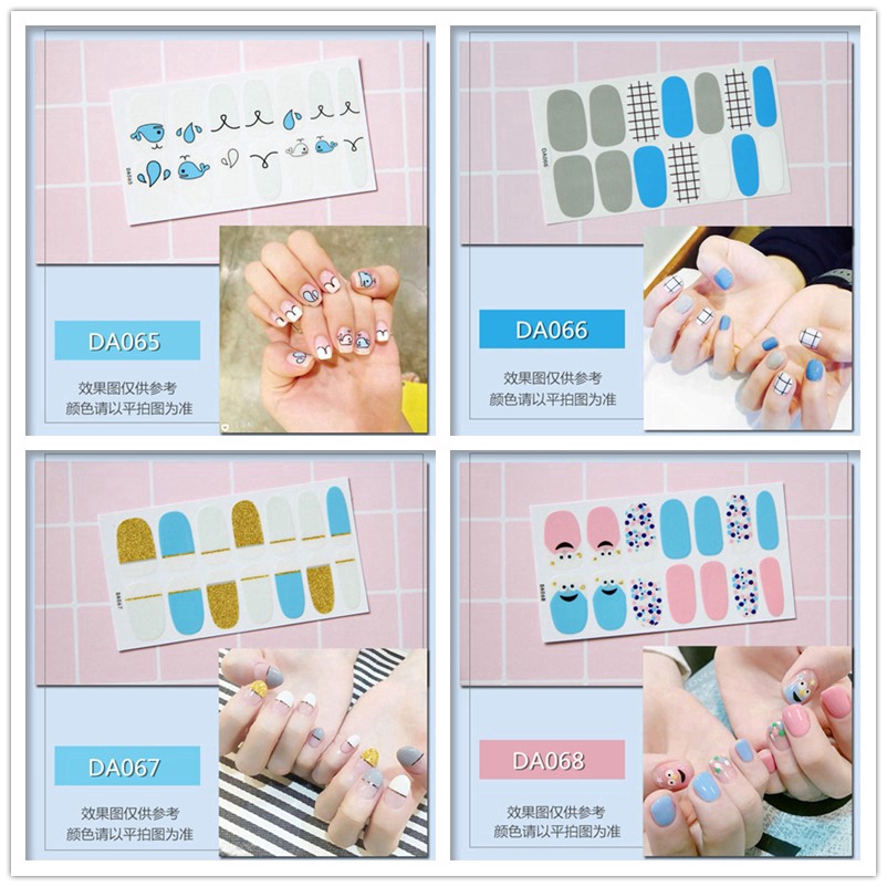 14PCS/Set Stiker Kuku Tahan Air Dilepas Penutup Penuh Dekorasi Nail DIY