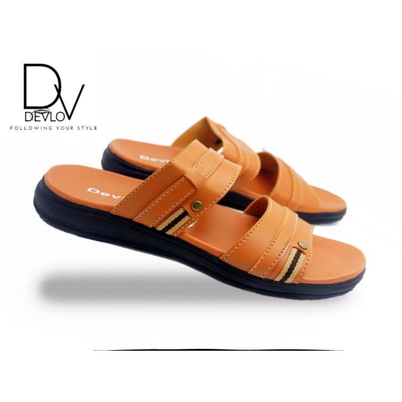 Sandal Slop Pria Kekinian / Sandal Kulit Style Terbaru 2021 (SELOP Pria DEVLO)