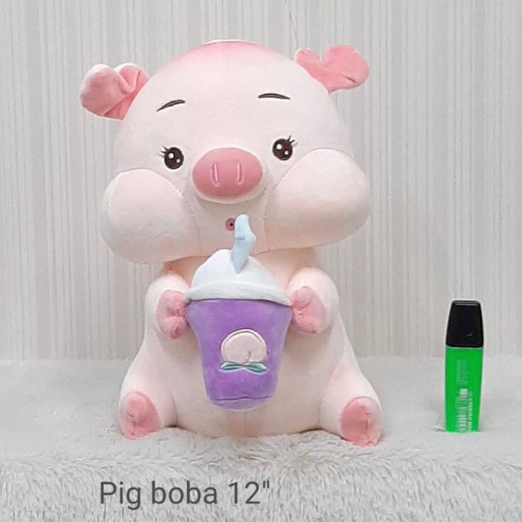 Boneka Pig Boba Babi Animal Lucu Bahan Lembut