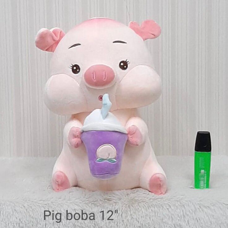 Boneka Pig Boba Babi Animal Lucu Bahan Lembut