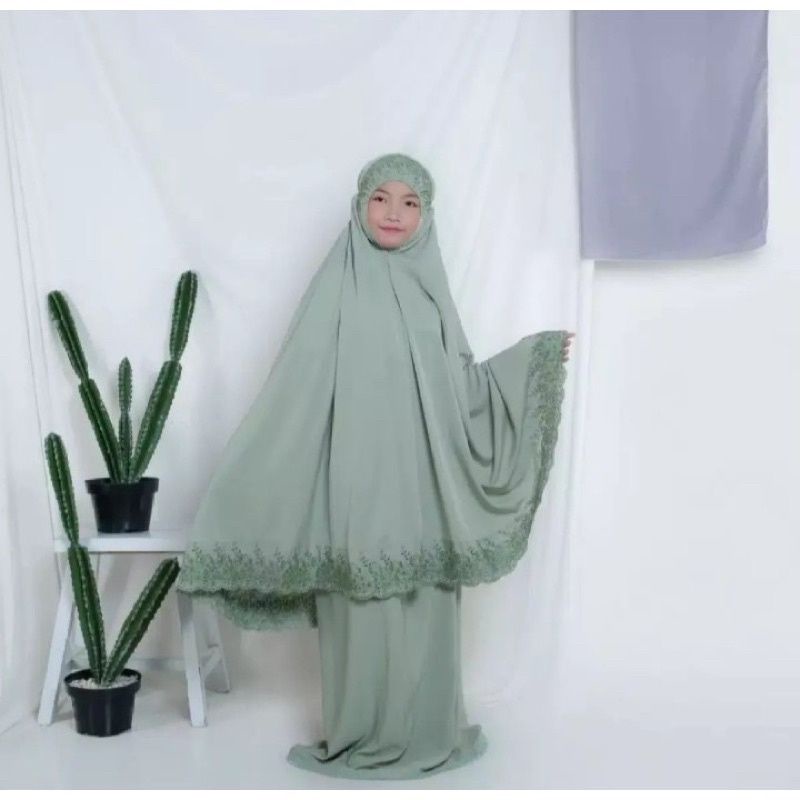 0Mukena anak tanggung aleena-siti khadijah usia 7-12 tahun bahan supersilk  premium