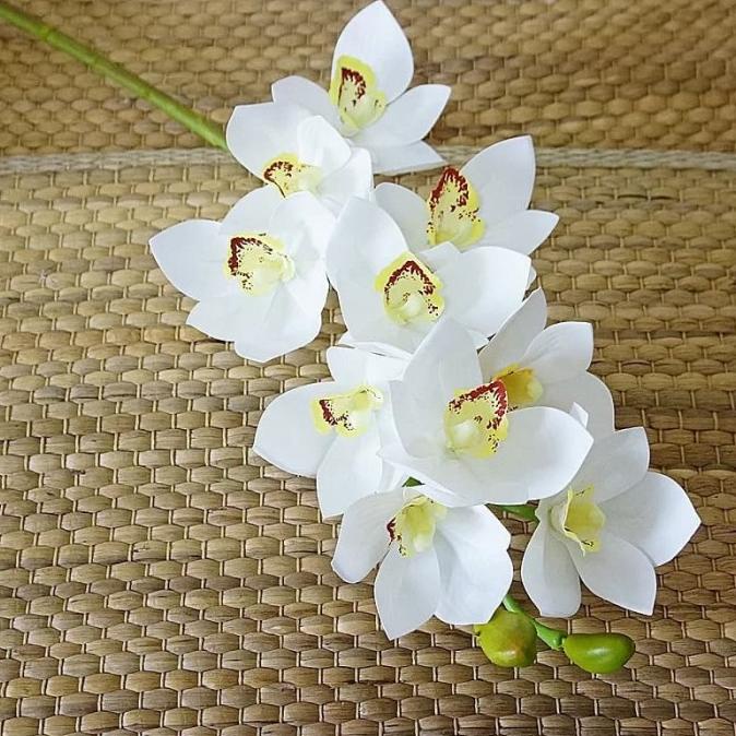 Bunga Anggrek Cymbidium Artificial Latex Import Premium