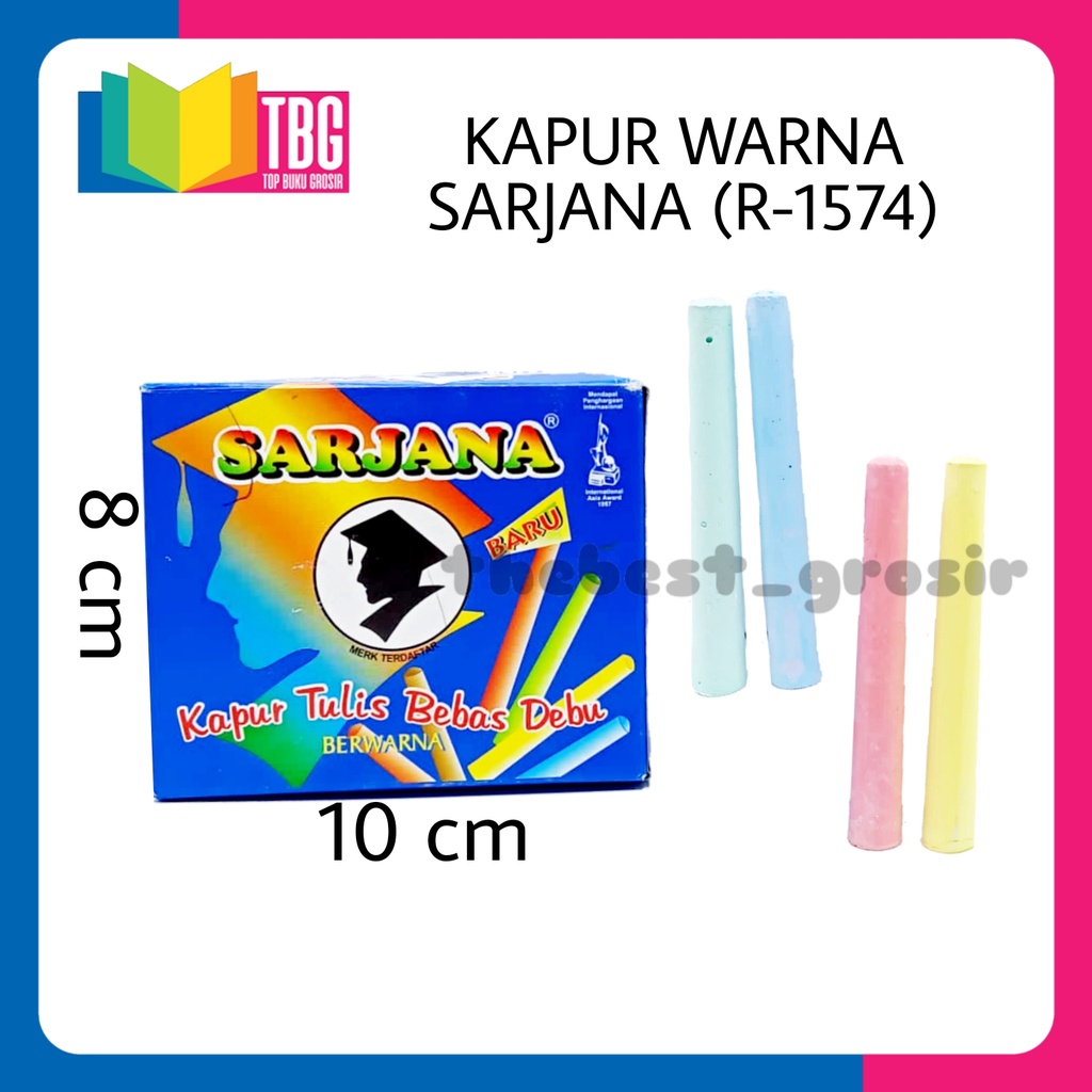 

1 KOTAK (50 BATANG) KAPUR TULIS WARNA BEBAS DEBU SARJANA / KAPUR PAPAN TULIS / KAPUR TULIS WARNA (1574)