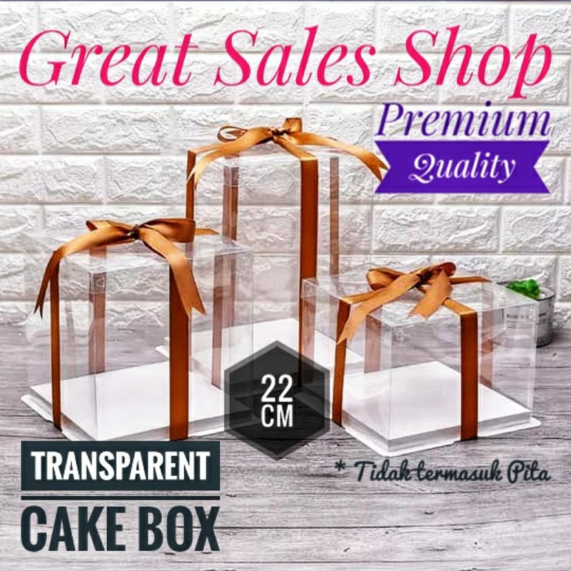 

Cake Box Clear Dus Kue Bening Kotak kue Bening Tutup Transparan Mika PET P22 x L22 CM