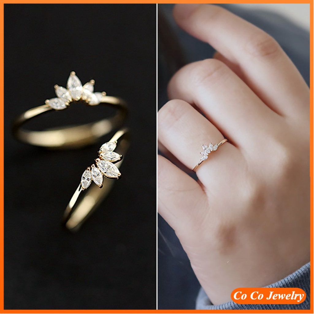 Cincin 925 Sterling Silver Plated 14k Gaya Korea Untuk Wanita