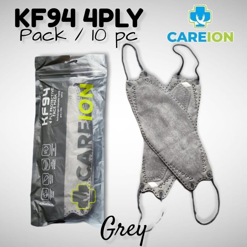 READY MASKER KF KF94 CAREION CARE ION GREY ABU ABU ISI 10 LBR PER PACK