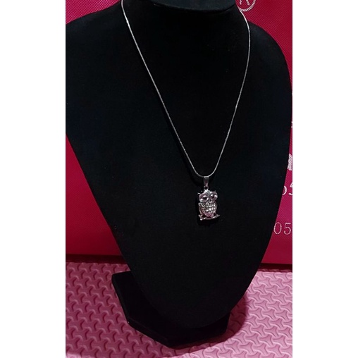 Kalung Titanium Liontin Burung Hantu Owl Silver Anti Karat Tidak Luntur Tahan Air Wanita Pria