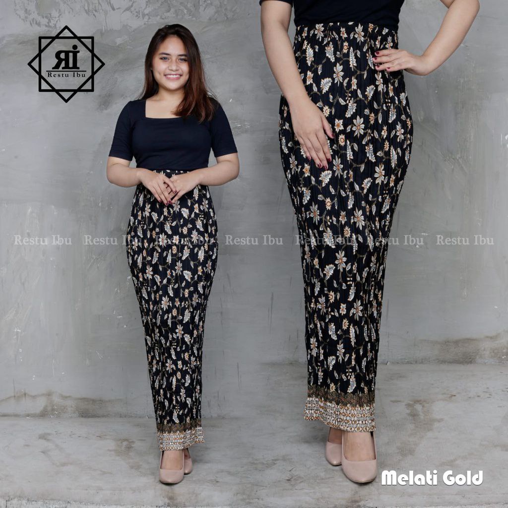 Rok Plisket Batik/ Rok Plisket/ Bawahan Kebaya/ Rok Kebaya/ Rok Wisuda/ Melati Gold