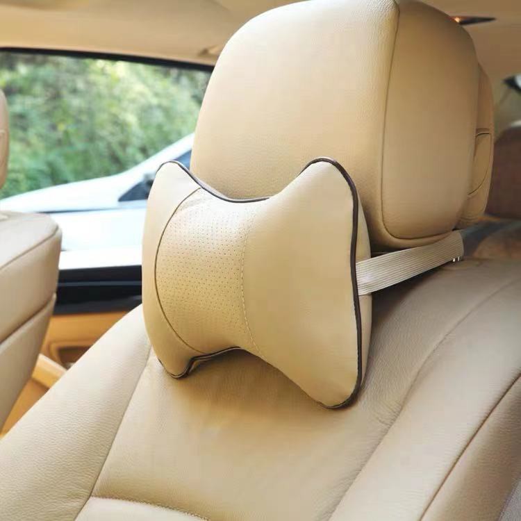 2pcs/set Car Neck Pillow PU Leather Breathable Mesh Auto Car Neck Rest Headrest Cushion Bantal Untuk Aksesoris Mobil Interior Bantal Leher Kursi Kepala Leher Penyangga Istirahat Kepala Yang Nyaman