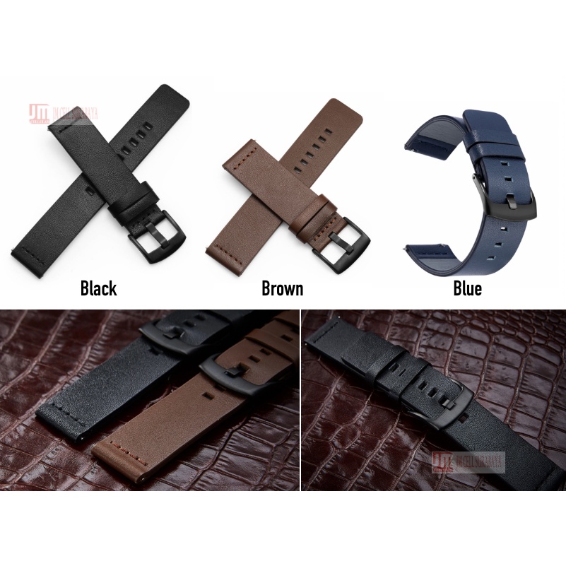 Tali Jam 20mm Watch Strap Xiaomi Mibro Color (Kotak) - Modern Leather Black Buckle