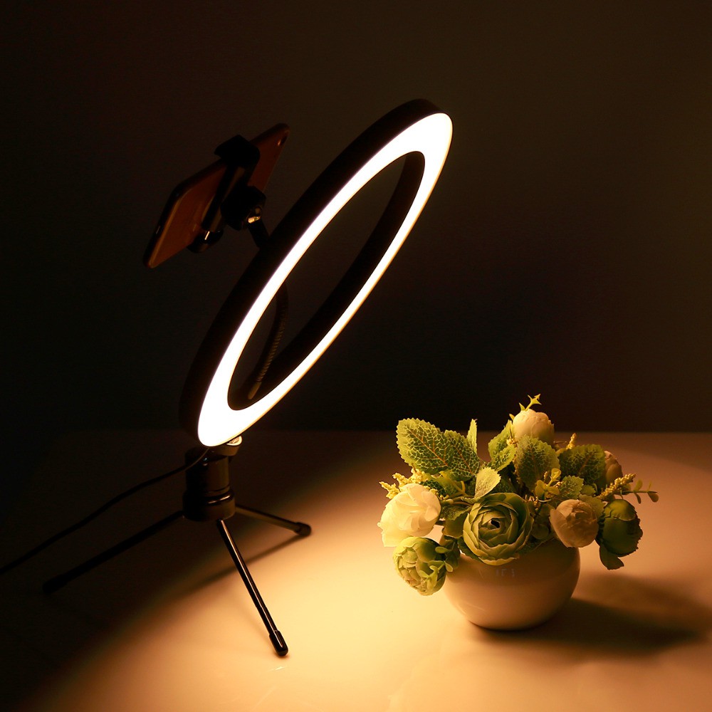 Lampu Halo Ring Light LED Selfie 120 LED 10 Inch with Smartphone Holder + Mini Tripod - RL-128