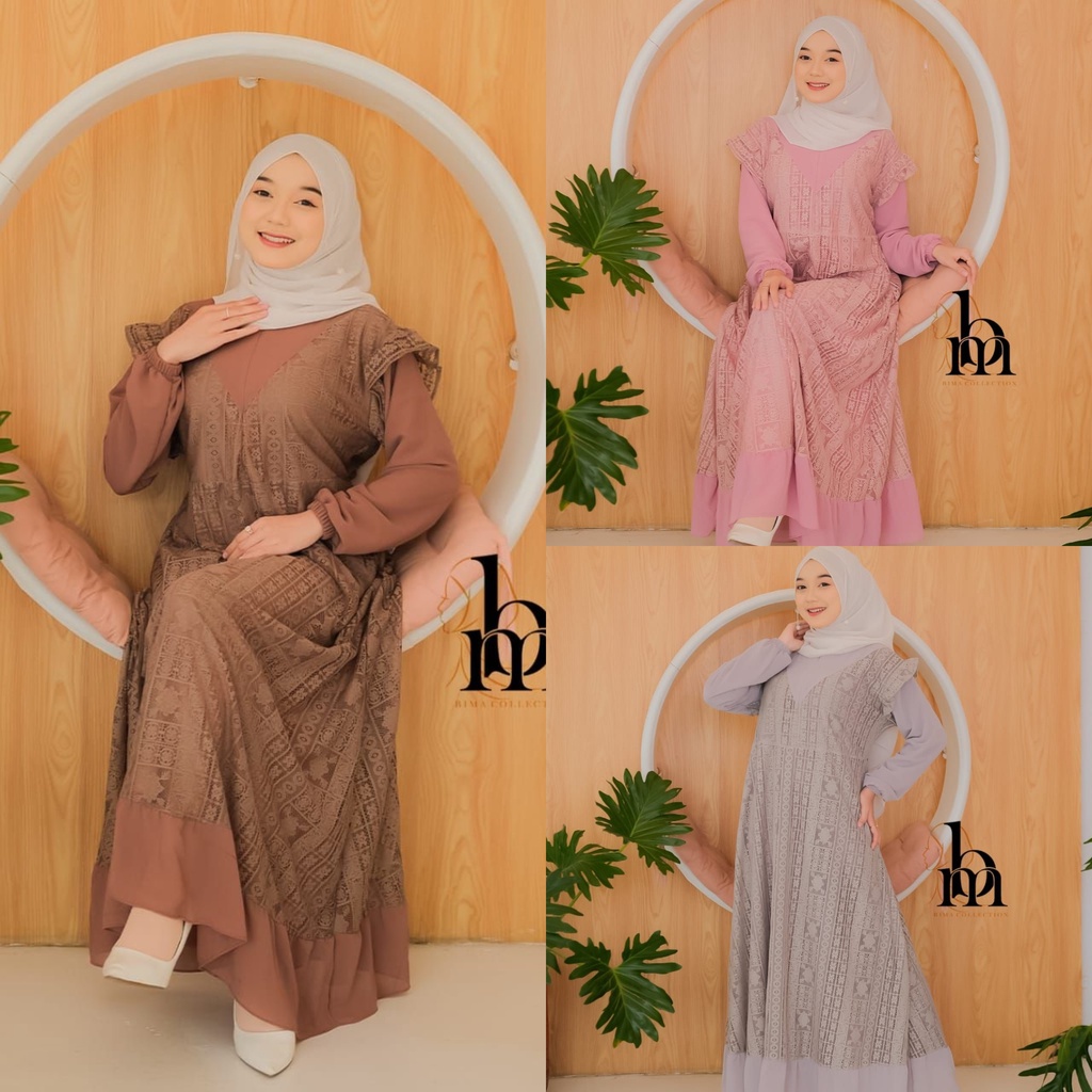 DRESS BRUKAT MIX CERUTY AGINTA BERLMIRS DAN SATIN MAXMARA BURKAT MARWAH velvet mix brokat full brukat crystal pesta kondangan mewah