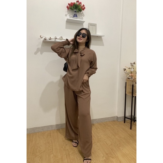 JOSHIN Nara Oneset Airflow - Set Blouse Cringkle - Setelan Panjang Kerja Wanita