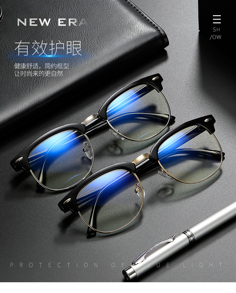 (YUZHU) TERSEDIA &amp; COD Half Frame Kacamata Anti Radiasi Pria Classical Anti Biru Light Kacamata Gaya Eyeglasses