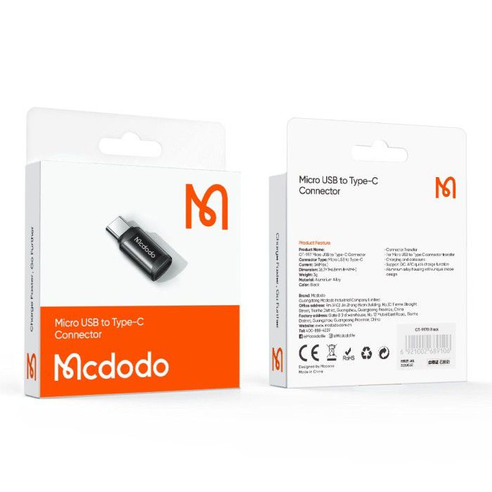 MCDODO OT-9970 Extension Micro USB Female to Type C Male - Connector - Garansi Resmi 6 Bulan