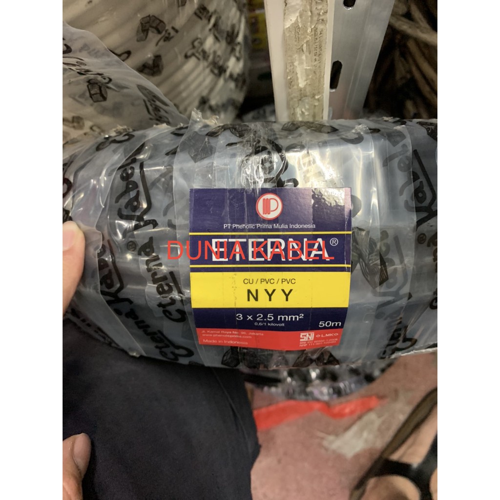 Kabel Kawat / NYY Eterna 3x2.5 3 X2,5 3 x 2,5 warna Hitam @50 meter