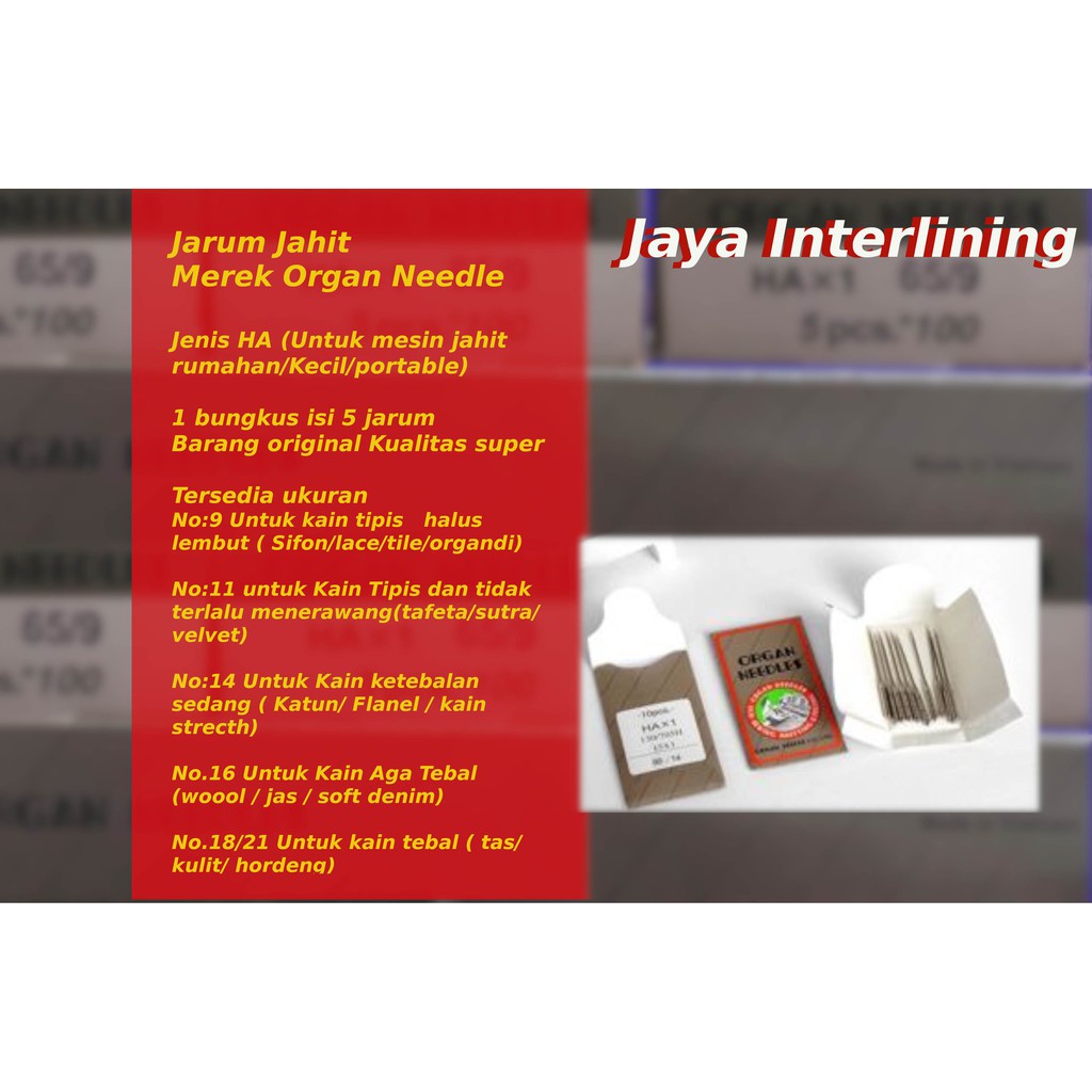Jarum Jahit Organ Needles Jenis HA