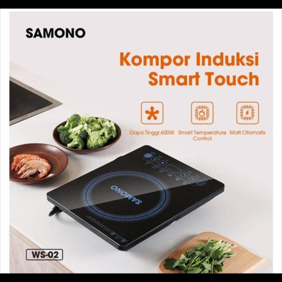 KOMPOR LISTRIK INDUKSI SAMONO WS02 WS-02 WS 02 600W TOUCH SCREEN BLACK