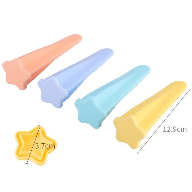 4PCS Creative Food Grade Children's Silicone Star Shaped Popsicle Molds For Healthy Snacks, Yogurt Sticks, Juice &amp; Fruit Smoothies