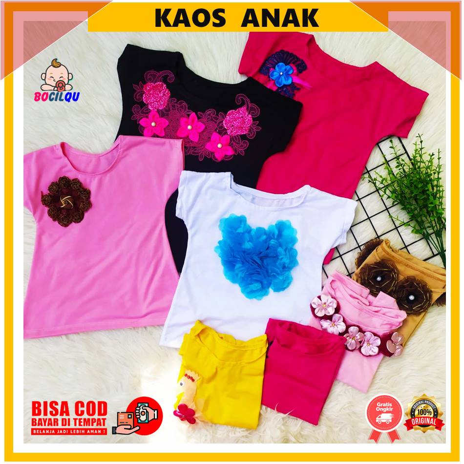 Kaos Anak Bayi Perempuan Murah Terlaris Kaos Polos Anak Perempuan Baju Kaos Atasan Tutu Bayi Usia 1-3 Tahun-2