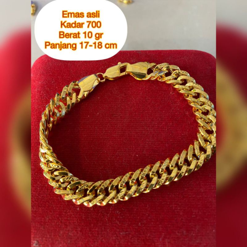 Gelang papan emas asli kadar 700/16k dewasa