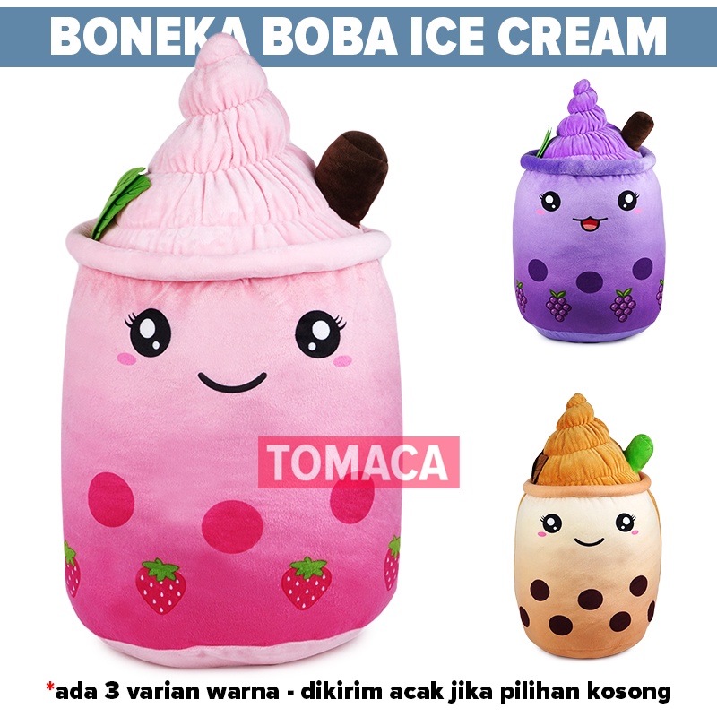 Boneka Boba Es Krim Milk Tea Brown Sugar Besar Jumbo Gentong Galon Ungu Pink Coklat Led Lampu