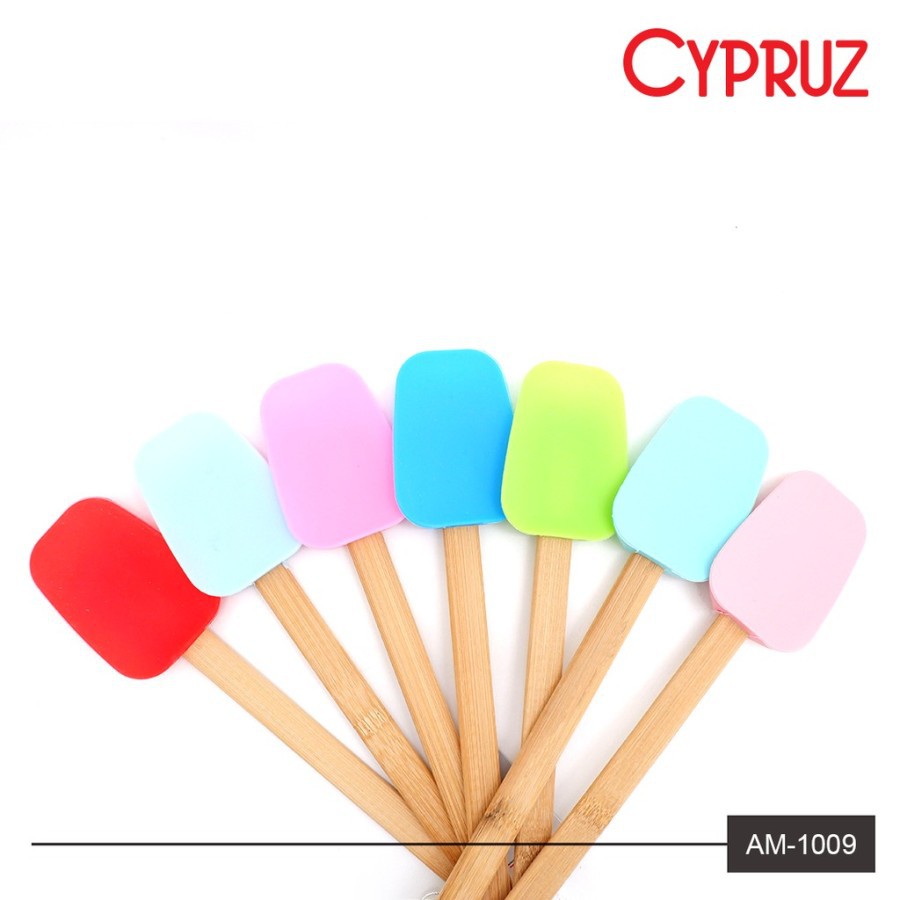 Cypruz Spatula Sendok Silicone + Gagang Bambu AM-1009