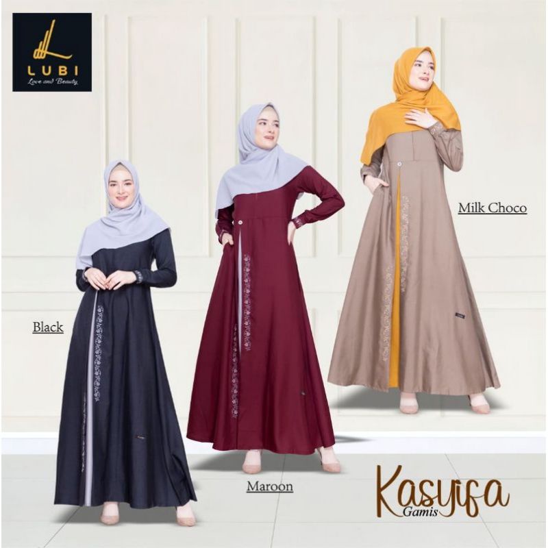 GAMIS KASYIFA | BLACK - MAROON - MILK CHOCO | DISKON GAMIS LUBI TERBARU