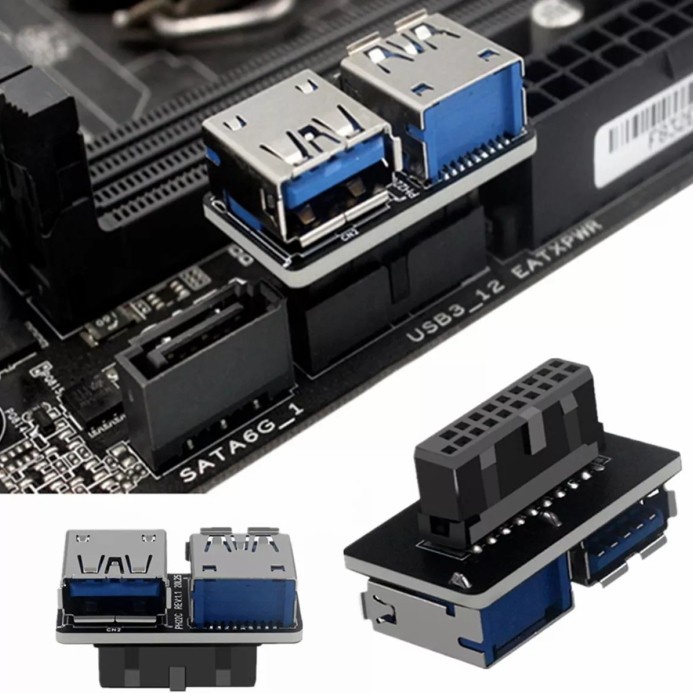 Usb 20 pin to dual usb 3.0 siku motherboard internal adapter 19 pin