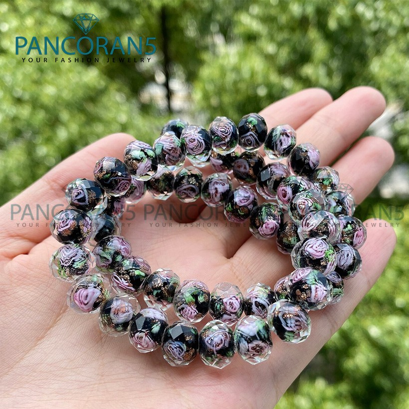 Crystal Ceko Murano Lampwork Warna Hitam