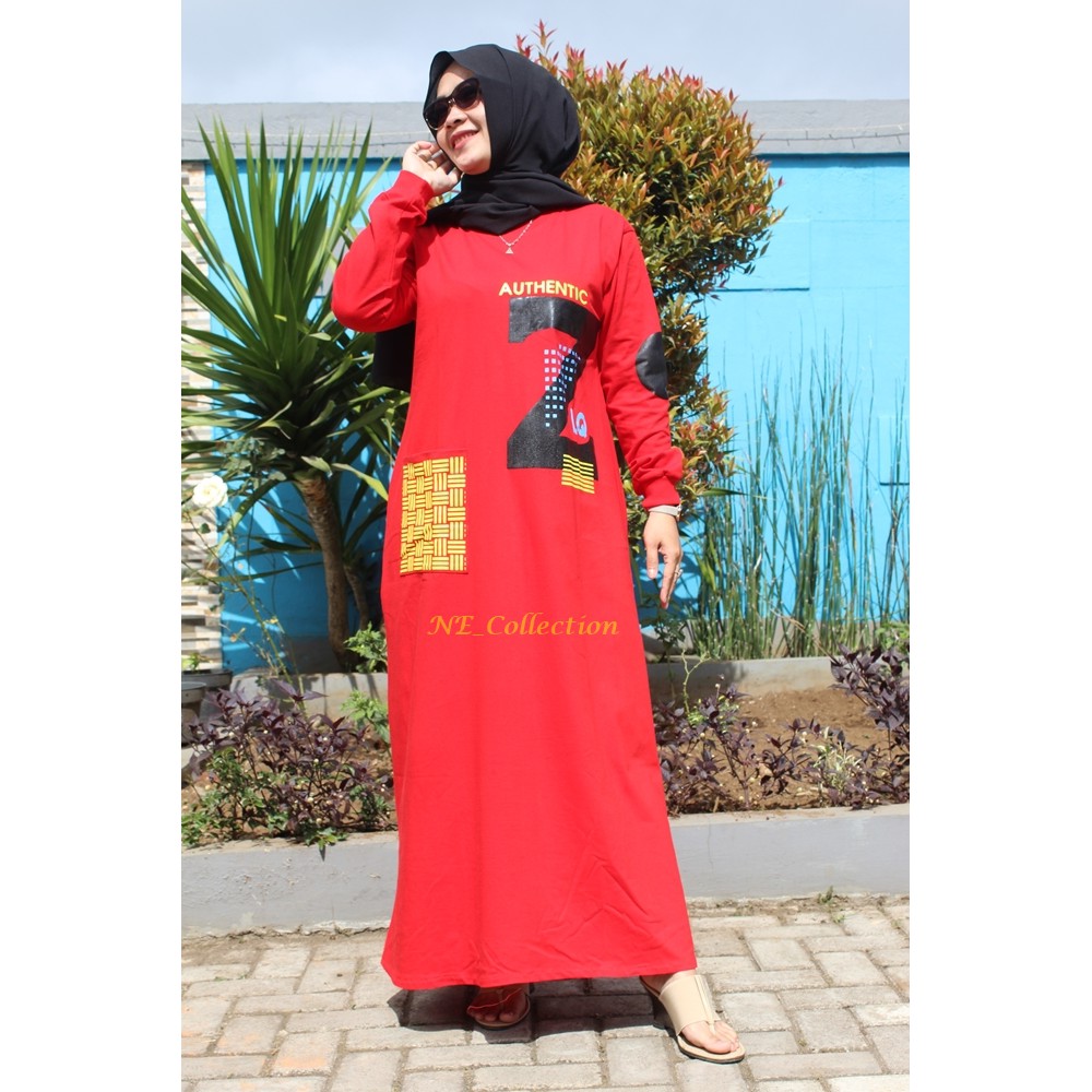 Dress Maxi Zolaqu Gamis Wanita Muslimah Warna Merah