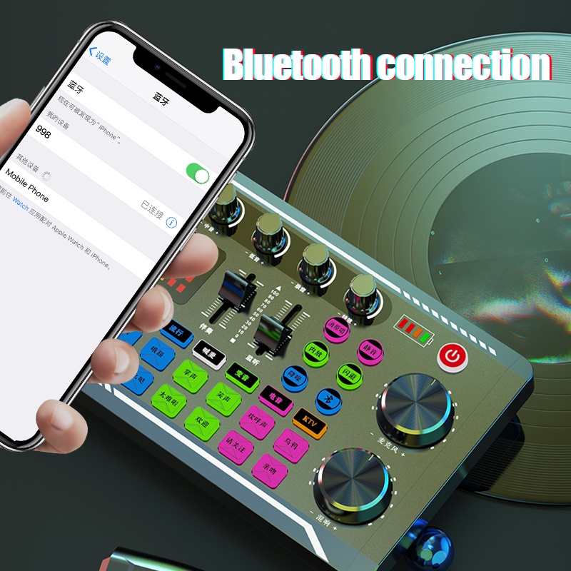 Bonkyo F999 SoundCard Microphone Sound Audio Interface Mixer Sound Card Mixing Console Amplifier for Phone PC-Live Broadcast Recording Karaoke Podcast